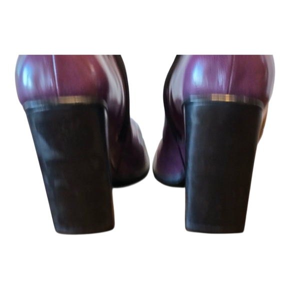 Vero Cuoio Bolero Shiny Purple Leather Side Zip Heeled Boots 10 - Picture 6 of 12